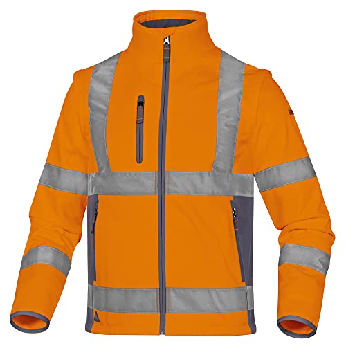 Deltaplus MOON2OGXG Jacke Aus "Softshell" Polyester / Elasthan Mit 3 Laminierte Schichten, Neonorange-Grau, Größe XL von Deltaplus