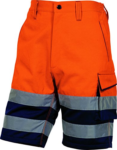 Deltaplus PHBEROMTM Hochsichtbarer Arbeitsbermuda Aus Baumwolle / Polyester, Neonorange-Marineblau, Größe M von Deltaplus