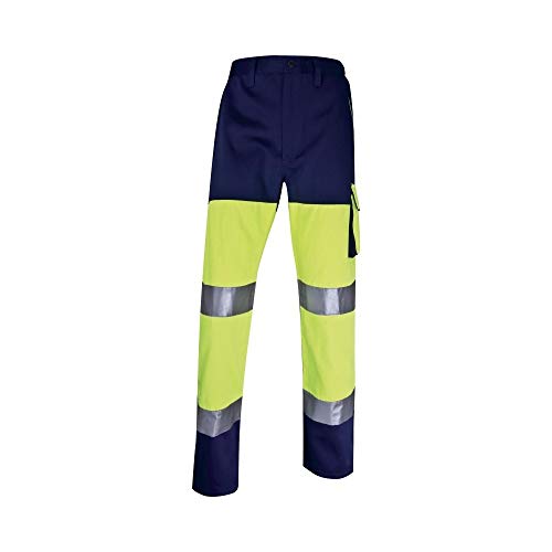 Deltaplus PHPANJM3X Panostyle Hochsichtbarer Arbeitshose Aus Baumwolle / Polyester, Neongelb-Marineblau, Größe 3XL von Deltaplus