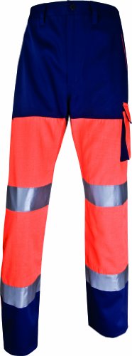 Deltaplus PHPANOMXX Panostyle Hochsichtbarer Arbeitshose Aus Baumwolle / Polyester, Neonorange-Marineblau, Größe XXL von Deltaplus