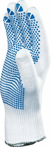 Deltaplus PM16007 Strickhandschuh 100% Polyamid - Einseitige Pvc-Punktbeschichtung - 13Er Teilung, Weiß, Größe 07 von Deltaplus