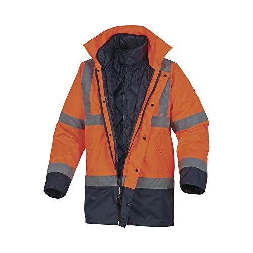 Deltaplus RUNWAOMPT 3-In-1 Hv-Parka Aus Oxford-Polyester Mit Pu-Beschichtung, Neonorange-Marineblau, Größe S von Deltaplus