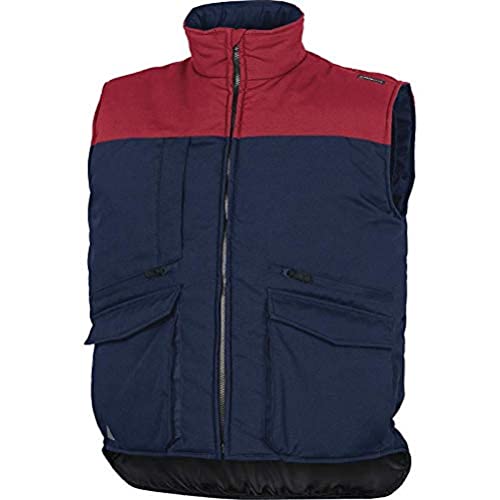 Deltaplus SIER2BRXG Weste Mit Mehreren Taschen Aus Polyester-Baumwolle, Marineblau-Rot, Größe XL von Deltaplus