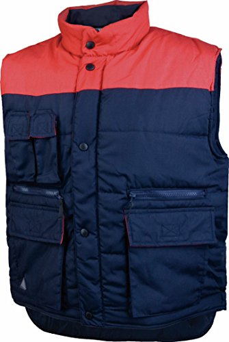 Deltaplus SIERRBR3X Weste Mit Mehreren Taschen Aus Polyester-Baumwolle, Marineblau-Rot, Größe 3XL von Deltaplus