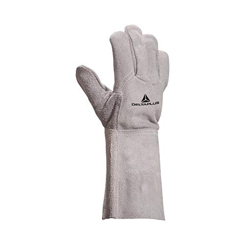 Deltaplus TC71610 Schweisserhandschuhe Rindsspaltleder - Stulpe 15 Cm, Grau, Größe 10 von Deltaplus