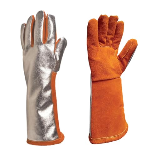 Deltaplus TERK40010 Schweisserhandschuh Spaltleder Aluminisierter Rücken, Orange-Grau, Größe 10 von Deltaplus