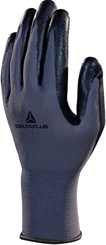 Deltaplus VE722NO10 Polyester Feinstrickhandschuh - Handfläche Nitrilschaum, Grau-Schwarz, Größe 10 von Deltaplus