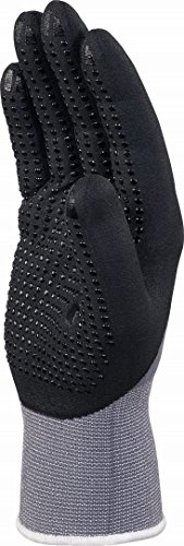 Deltaplus VE729NO07 Feinstrickhandschuh Aus Polyamid Spandex - Beschichtete Handfläche Nitril/Pu - 15Er Teilung, Grau-Schwarz, Größe 07 von Deltaplus