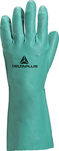 Deltaplus VE802VE07 Nitril Auf Baumwolle Velourisiert Handschuh - 33 Cm, Grün, Größe 7/8 von Deltaplus