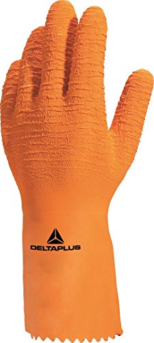 Deltaplus VE990OR08 Naturlatex-Handschuhe Auf Baumwolljersey Träger - Länge: 30 Cm, Orange, Größe 8/9 von Deltaplus