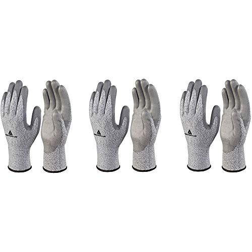Deltaplus VECUT34GRG309 Feinstrickhandschuh Econocut - Pu-Beschichtete Handfläche - 13Er Teilung - X3 Paare, Grau, Größe 09 von Deltaplus