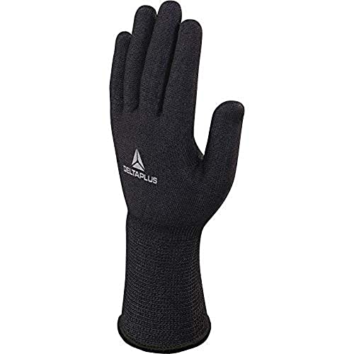 Deltaplus VECUT59LP06 Feinstrickhandschuh Deltanocut+ - Ohne Beschichtung - Stulpe 12 Cm, Schwarz, Größe 06 von Deltaplus