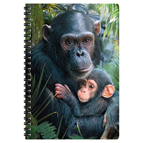 3D LiveLife A5 Notizbuch - Süße Kuscheln von Deluxebase. 80-seitiges 3D-Schimpansen-Notizbuch. Schul- oder Büromaterial mit Kunstwerken, von renommierten Künstler David Penfound lizenziert von Deluxebase