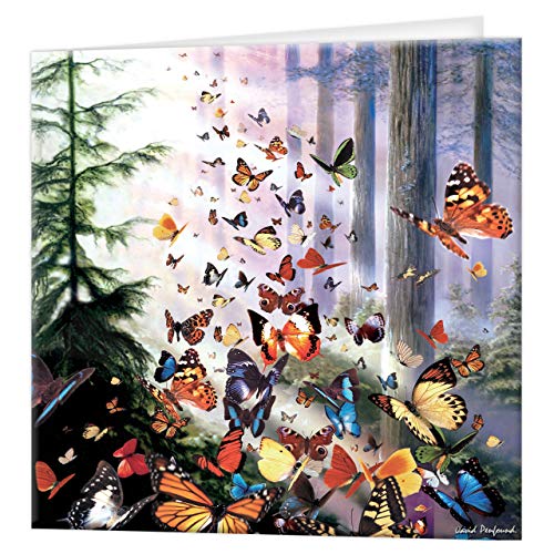 3D LiveLife Grußkarte - Butterfly Woods von Deluxebase. Bunte Schmetterling linsenförmige 3D-Karte für jeden Anlass und jedes Alter. Originalvorlage lizenziert vom bekannten Künstler David Penfound von Deluxebase