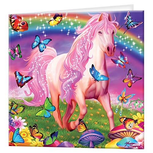3D LiveLife Grußkarte - Pink Pony Dazzle von Deluxebase. Bunte niedliche Pferdelentikular 3D-Karte für jeden Anlass und jedes Alter. Originalvorlage lizenziert vom bekannten Künstler Micheal Searle von Deluxebase