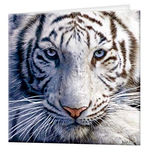 3D LiveLife Grußkarte - Weißer Tiger Repose von Deluxebase. Bunte Tiger Linsenförmig 3D-Karte für jeden Anlass und jedes Alter. Originalvorlage lizenziert von dem bekannten Künstler David Penfound von Deluxebase