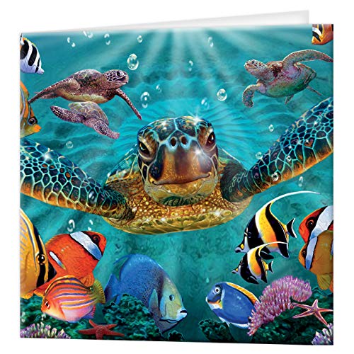 Deluxebase 3D LiveLife Grußkarte - Winzige Blasen Bunte Meeresschildkröte linsenförmige 3D-Karte für jeden Anlass und jedes Alter. Originalvorlage lizenziert vom bekannten Künstler Steve Sundram von Deluxebase