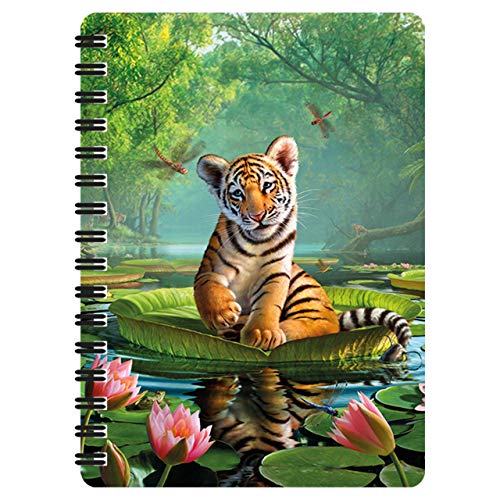 3D LiveLife Jotter - Tigerlelie von Deluxebase. Linsenförmiges 3D Big Cat A6 Spiralblock. Ein liniertes Notizbuch mit Kunstwerken, die vom bekannten Künstler Jerry LoFaro lizenziert wurden von Deluxebase