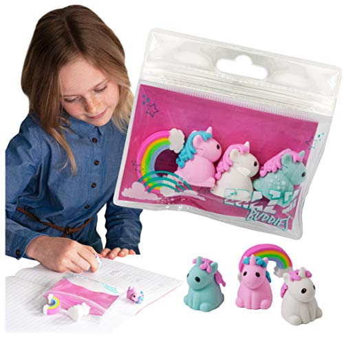 Deluxebase Erazer Buddies Einhorn-Radiergummi für Mädchen und Jungen, buntes Radiergummi-Set, ideal für Büro und Schule von Deluxebase
