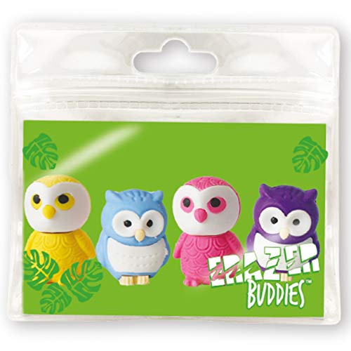 Deluxebase Erazer Buddies - Eule Eule Radiergummis und neuartiges Briefpapier für Mädchen und Jungen. Buntes Radiergummi-Set, ideal für Büro- und Schulmaterial von Deluxebase