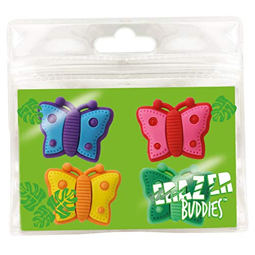 Deluxebase Erazer Buddies - Schmetterling Schmetterlings Radiergummis und neuartiges Briefpapier für Mädchen und Jungen. Buntes Radiergummi-Set, ideal für Büro- und Schulmaterial von Deluxebase