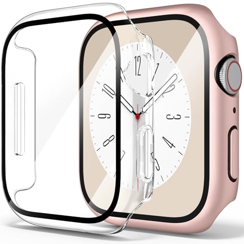 Hartschale mit gehärtetem Glas, Displayschutzfolie für Apple Watch Serie 9, Serie 8, Serie 7, 41 mm, ultradünne PC-iWatch-Schutzhülle (Sternenlicht/Transparent, 41 mm für Serie 9/8/7), 2 Stück von Demark