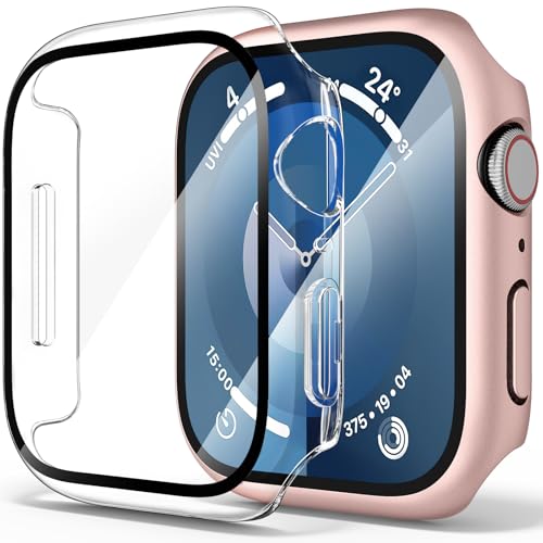 Hartschale mit gehärtetem Glas, Displayschutzfolie für Apple Watch Serie 9, Serie 8, Serie 7, 45 mm, ultradünne PC-iWatch-Schutzhülle (Sternenlicht/transparent, 45 mm für Serie 9/8/7), 2 Stück von Demark