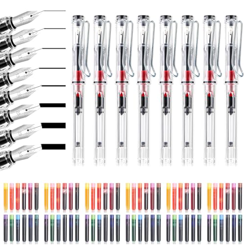 Demarsen Kalligraphie Set, 8 Kalligraphie Stifte mit Austauschbar 72 Tintenpatronen in 12 Farben, Kalligraphie Set Anfänger mit 8 Verschiedene Spitzengrößen für Anfänger Schreiben Zeichnen von Demarsen