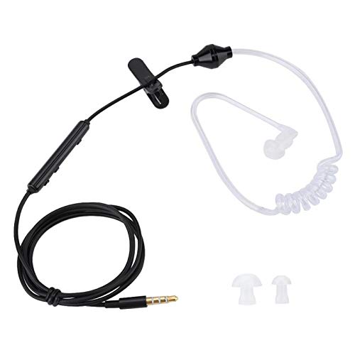 Demeras In-Ear-Headsets Air Tube Security-Ohrhörer Anti-Strahlen-Kopfhörer Einzelohr mit Mikrofon für Mobiltelefongeräte(Schwarze Linie Weiße Röhre) von Demeras