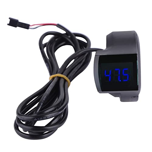Demeras Voltmeter mit digitaler Spannungsanzeige und Kabel für Scooter Elektroroller Schwarz von Demeras