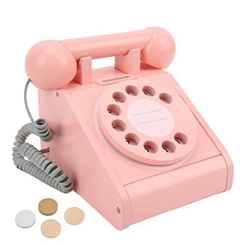 Kinderspielzeug-Retro-Telefon, Lehrmittel, Simulations-Retro-Telefon mit Zifferblatt, Retro-Design, Zum Üben von Kommunikationsfähigkeiten für für Heimgeschenke (Rosa) von Demeras
