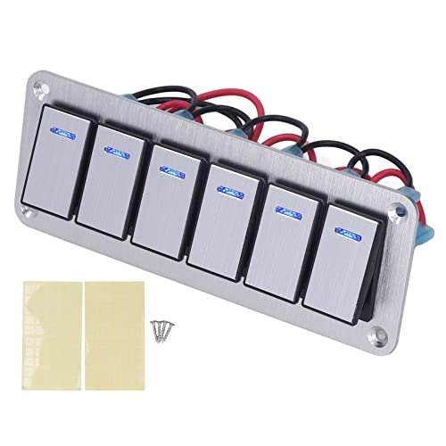 Rocker Switch Panel, vorverdrahtetes leuchtendes wasserdichtes Schaltpanel 5 Pin On Off Tight Aluminiumlegierung und PC 12V-24V SPST mit DIY-Aufkleber RV UTV von Demeras