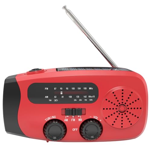 2000mAh multifunktional Solar Radio Kurbelradio USB aufladbar FM/AM/WB/NOAA Wetter Radio Notfall Radio LED Taschenlampe Power Bank (B) von Demiawaking