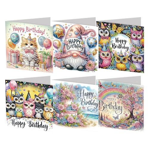 DIY 5D Diamond Painting Grußkarten mit Umschlag, 5D Diamond Painting Weihnachten Karten Geburtstag Karte Weihnachtskarte Diamant Painting Geschenkkarte Weihnachtsdeko (P) von Demiawaking