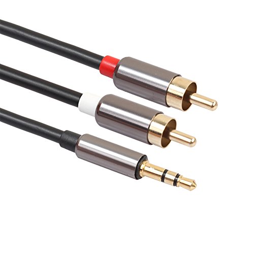 Demiawaking Metall Gehäuse 3,5 mm Stecker auf 2 RCA Audio Stereo Y Splitter Kabel für Tablet PC (Schwarz) von Demiawaking