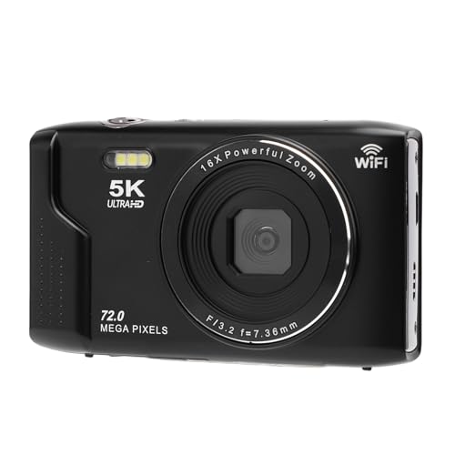 5K Digitalkamera, 72MP Digitalkameras für die Fotografie mit 16 -facher Zoom, Autofokus Kompaktkamera mit 2,8 -Zoll -Ultra -HD -Bildschirm für die Reise (32GB) von Denash