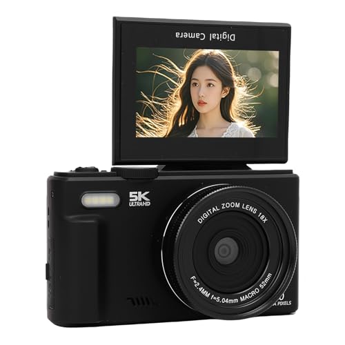 5K Digitalkamera, 75MP Digitalkameras für die Fotografie mit 18 -facher Zoom, Autofokuskamera mit 3 Zoll 180 ° Flip -Bildschirm Zum Vlogging (32GB) von Denash
