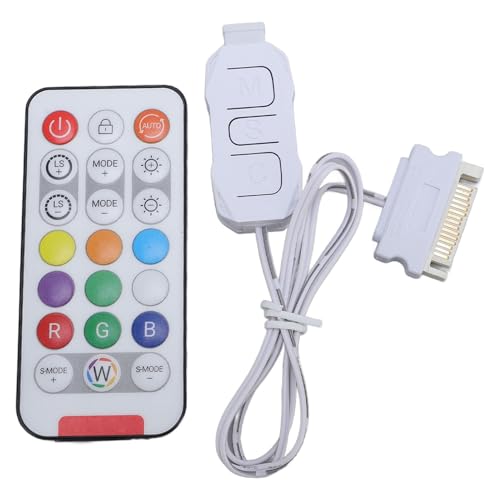 Argb PC -Lüfter -Controller -Kit, 21 Tasten Fernbedienungssteuerung SATA NETZLEITUNG RGB FAN -Controller für PC -Lüfterleuchte Lichtstreifen -Lichtplatte von Denash