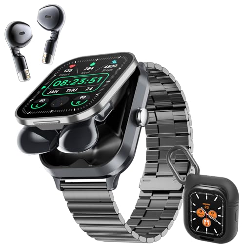 Denash 2 in 1 Smart Watch mit Kopfhörer, 2,01" HD Bildschirm Smartwatch mit Telefonfunktion,100+ Sportmodi, Sportuhr mit NFC GPS Herzfrequenz Schlafmonitor Schrittzähler für Android & iOS von Denash