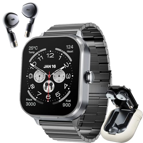 Denash 2 in 1 Smart Watch mit Kopfhörer, 2,01" HD Bildschirm Smartwatch mit Telefonfunktion,100+ Sportmodi, Sportuhr mit NFC GPS Herzfrequenz Schlafmonitor Schrittzähler für Android & iOS von Denash