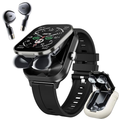Denash 2 in 1 Smart Watch mit Kopfhörer, 2,01" HD Bildschirm Smartwatch mit Telefonfunktion,100+ Sportmodi, Sportuhr mit NFC GPS Herzfrequenz Schlafmonitor Schrittzähler für Android & iOS von Denash