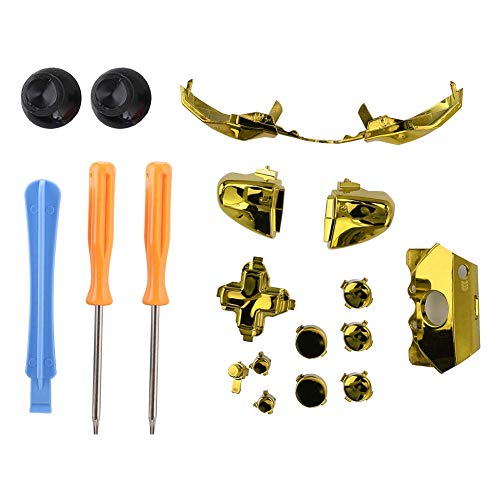 Denash Bunte Tasten für Xbox One Controller, Spiel LB RB LT RT Taste Schraubendreher Kit Ersatzteil Tool(Gold) von Denash