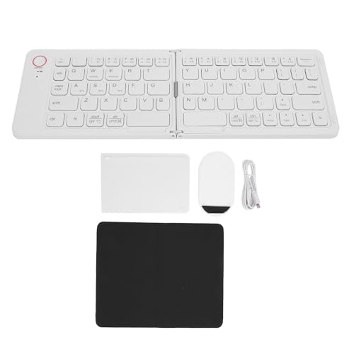 Denash Faltbare Kabellose Tastatur, 5.1, 67 Tasten, Tragbar mit Ständer für -Telefon, Tablet, Laptop (White) von Denash