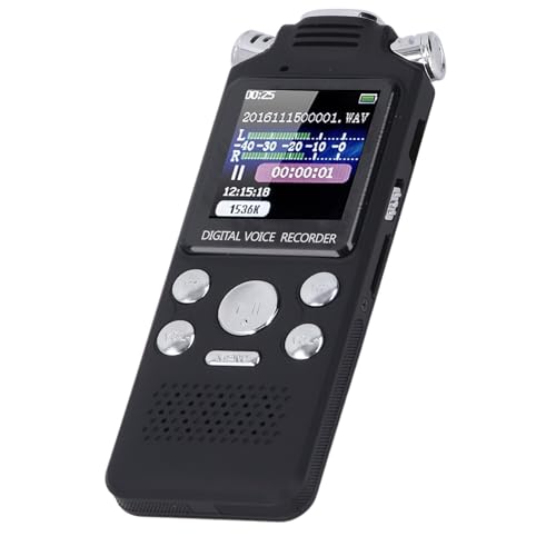 Digitaler Sprachrekorder, Sprachaktivierter Rekorder mit Lautsprecher, 0,8-Zoll-LCD-Bildschirm, Diktiergerät, Aufnahmegerät, Tonbandgerät für Vorlesungen (8GB) von Denash