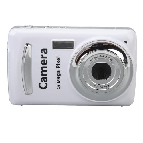 Digitalkamera für Kinder, 16 MP 1080P HD-Autofokus-Vlogging-Kamera mit 16-fachem Digitalzoom, 2,4-Zoll-Bildschirm, Fülllicht, Taschen-Kompaktkamera für Reisefotografie (White) von Denash