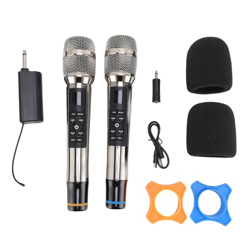 Drahtloses Mikrofon, Wiederaufladbares Schnurloses Dynamisches Mikrofonsystem mit Empfänger, Professionelles Karaoke-Mikrofonset Zum Singen von Reden auf Hochzeitsfeiern Drahtloses Mikrofon, Wiederaufladbares Schnurloses Dynamisches Mikrofonsystem mit Empfänger, Professionelles Karaoke-Mikrofonset Zum Singen von Reden auf Hochzeitsfeiern von Denash