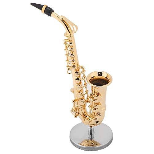 Miniatur-Altsaxophon, Mini-Saxophon-Instrumentenmodell mit Geschenkbox für Home Desk Shelf Music Room Decor-Geschenkidee von Denash