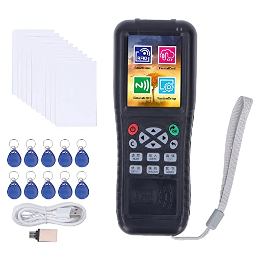 NFC-Kartenkopierer-Schreiber, NFC Karte Kopierer, Kartenleser Writer Duplikator mit 10 UID-Karte + 10 T5577 Keychain + Typ-C OTG Adapter für die Zugangskontrolle Aufzug Karte Anwesenheit von Denash