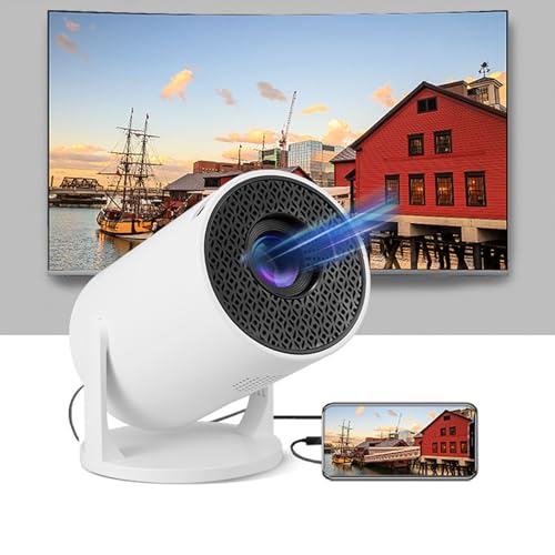 Tragbarer Projektor, 1080P, um 180 Grad Drehbar, Schwenkarm-Design, 2,4 G Wireless, 4K-Dekodierungsprozessor, Unterstützt und von Denash