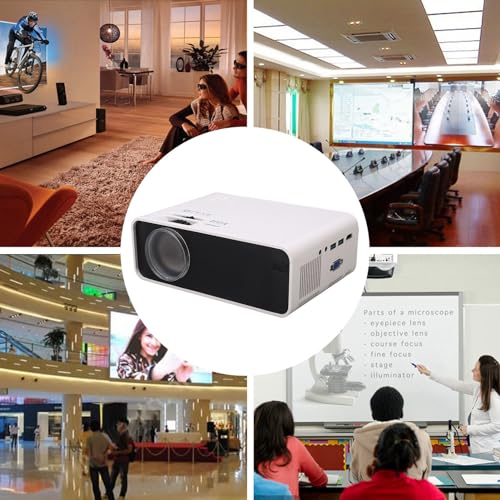 Tragbarer Projektor, mit Ferngesteuertem LED-Projektor, Unterstützt/USB/AV/Speicherkarte für Home-Office-Home-Entertainment (EU-Stecker) von Denash